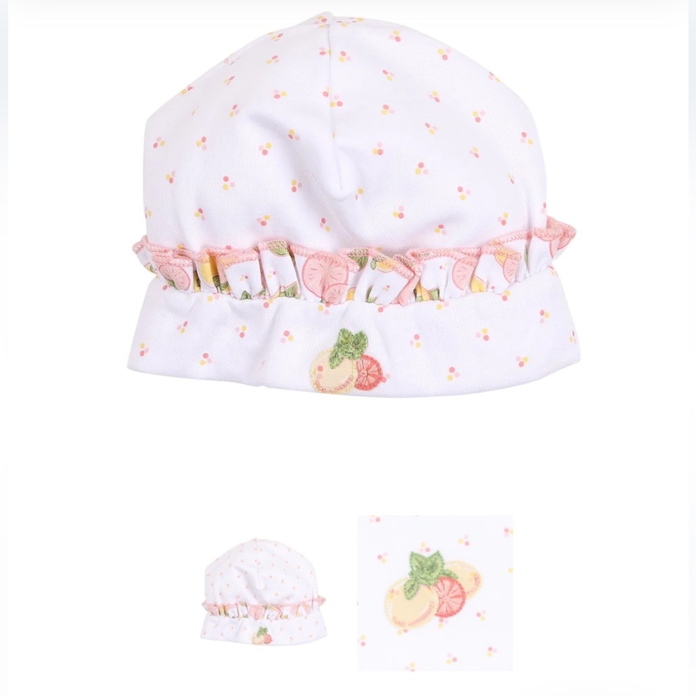 Magnolia Baby Ruby Red Ruffled Embroidered Hat - Picture 2 of 2